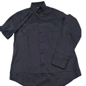 Cavalli Class Button Down Shirt Men 15.5 Blue/Black Lng Sleeve OXT05 #Minimalist